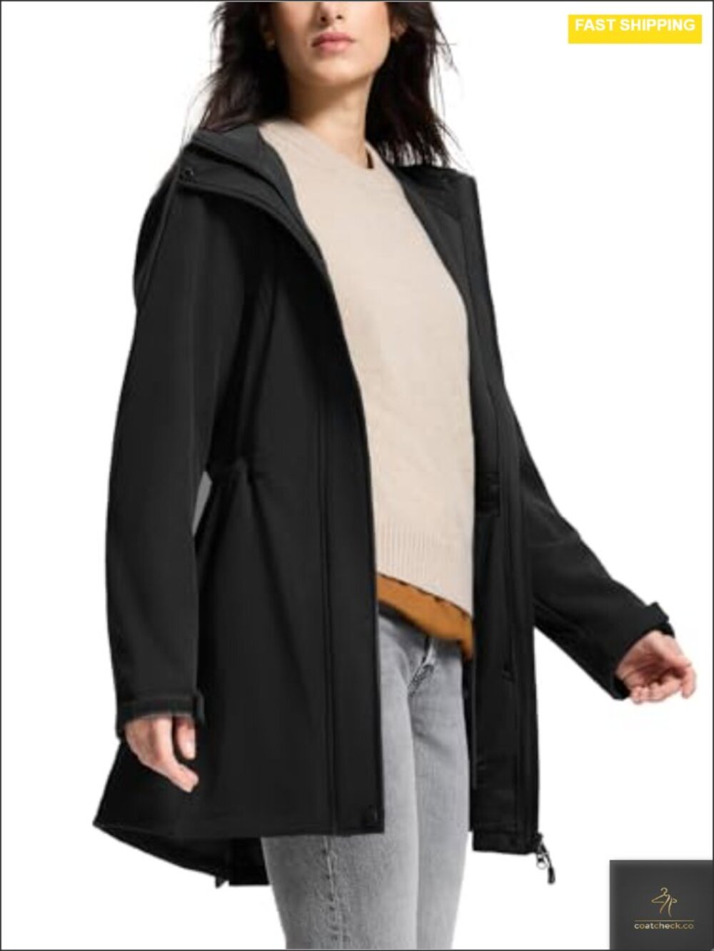 Women's Waterproof Fleece Lined Hooded Rain Jacket Windbreaker Long Warm